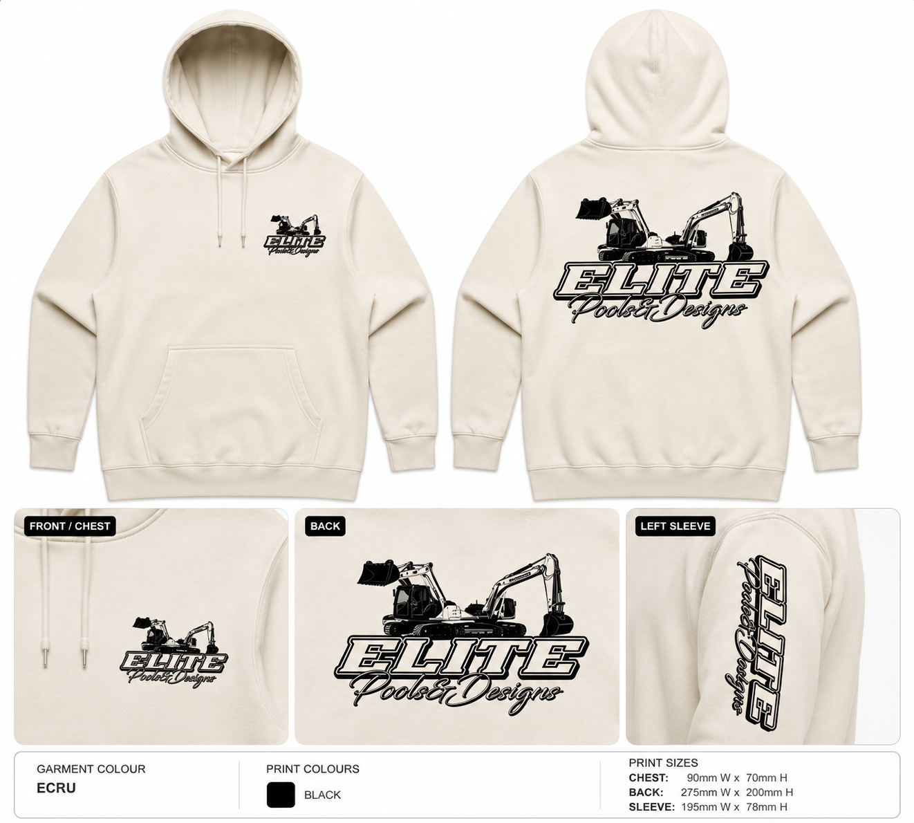 Heavy hood black/white print