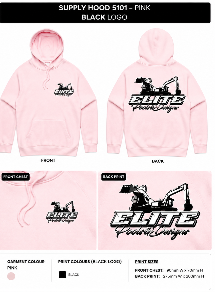 Pink Supply hood black print